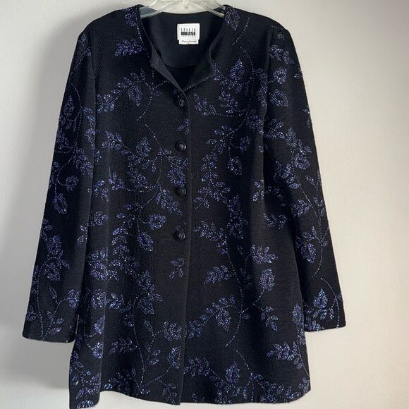 Leslie Fay sparkle floral button-down jacket size 10 - Picture 3 of 8